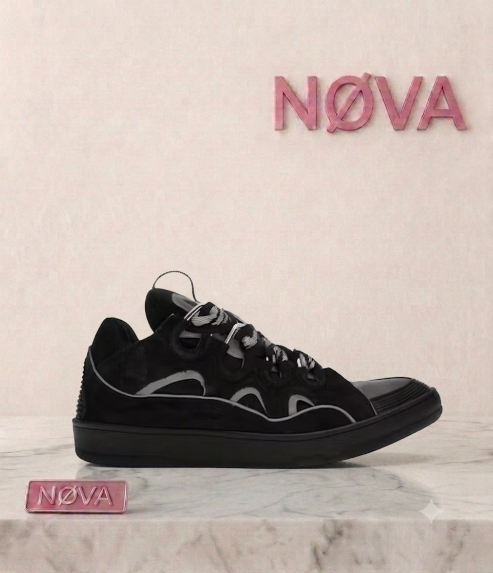 Lanvin Curb panelled leather sneakers