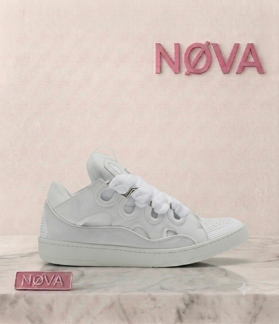 Lanvin Curb panelled leather sneakers