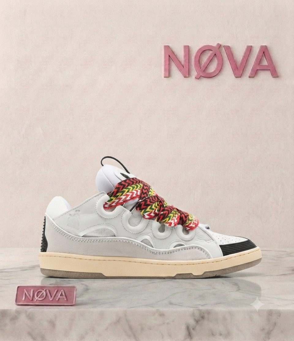Lanvin Curb panelled leather sneakers