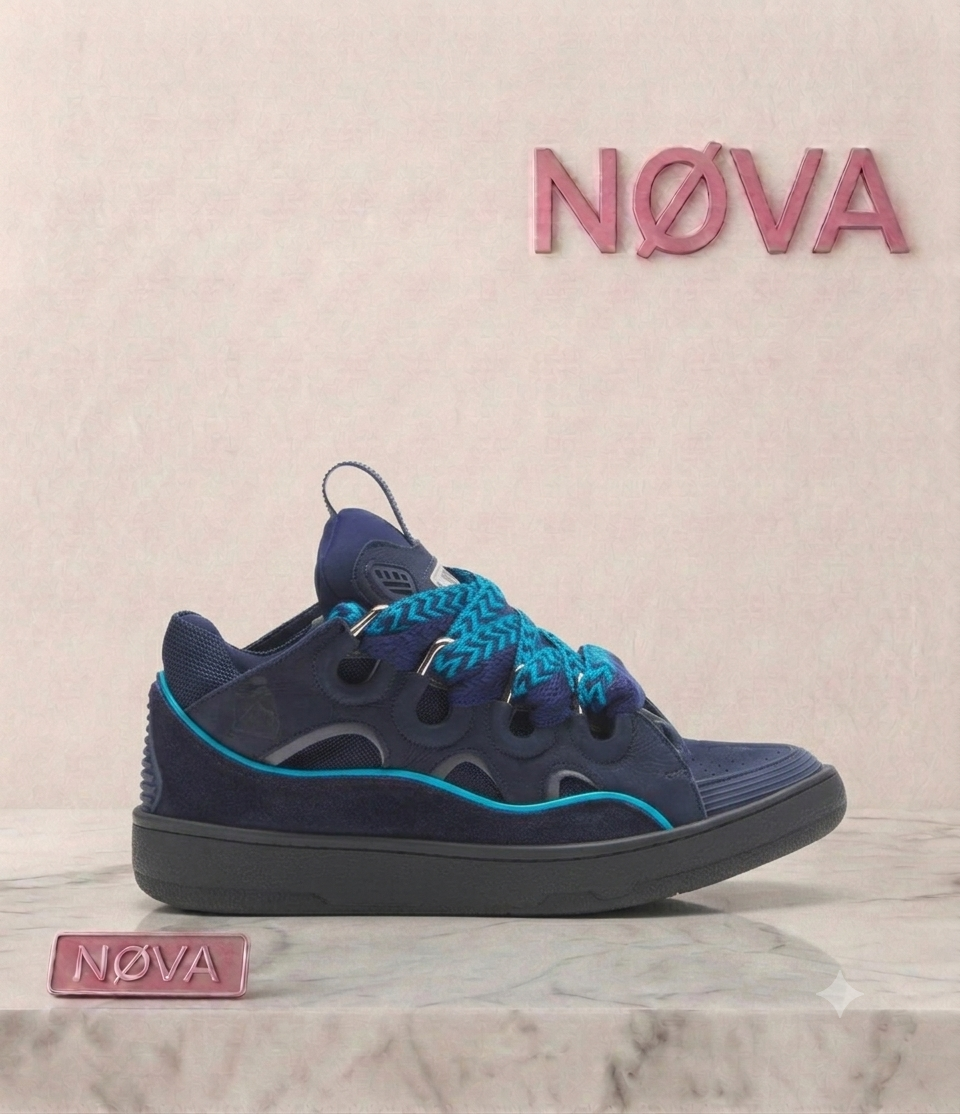Lanvin Curb panelled leather sneakers