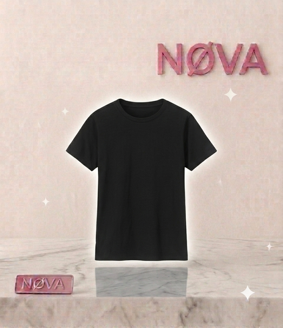 NØVA Basics Plain Black T-Shirt